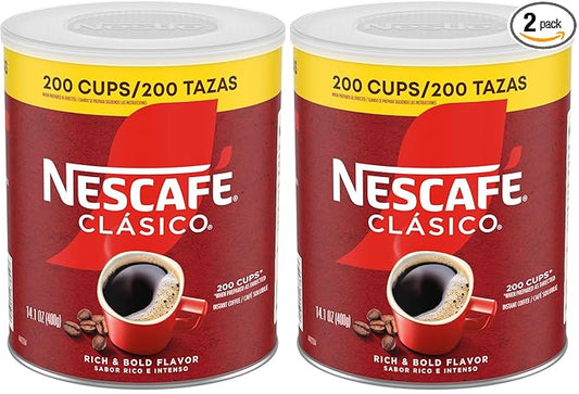 NESCAFÉ CLÁSICO Instant Coffee, Dark Roast Coffee, 1 Canister (14.1 Oz) (Pack of 2)