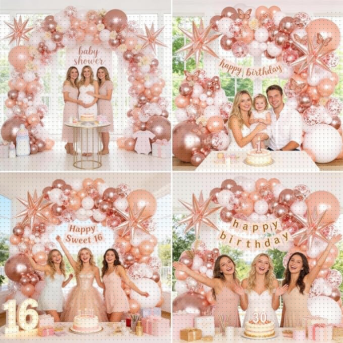 KARLURE Rose Gold Balloons Arch Kit with Metallic Rose Gold Confetti Balloons for Mothers Day Decorations Baby Shower Bridal Shower Wedding Birthday Party 2026 Graduation Anniversary Decorations