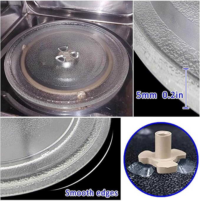 Microwave Glass Tray With 3 Fixtures, Scratch-Resistants Microwave Glass Plate, Universall Microwave Glass Turntable Plate Replacement, 315mm 255mm 245mm Diameter Round Microwave Plate ( Color : Clear
