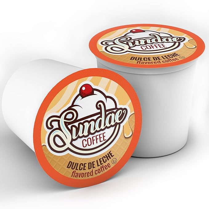 Sundae Ice Cream Flavored Coffee Pods, Compatible with 2.0 Keurig K-Cup Brewer, (Dulce de Leche) 48 Count