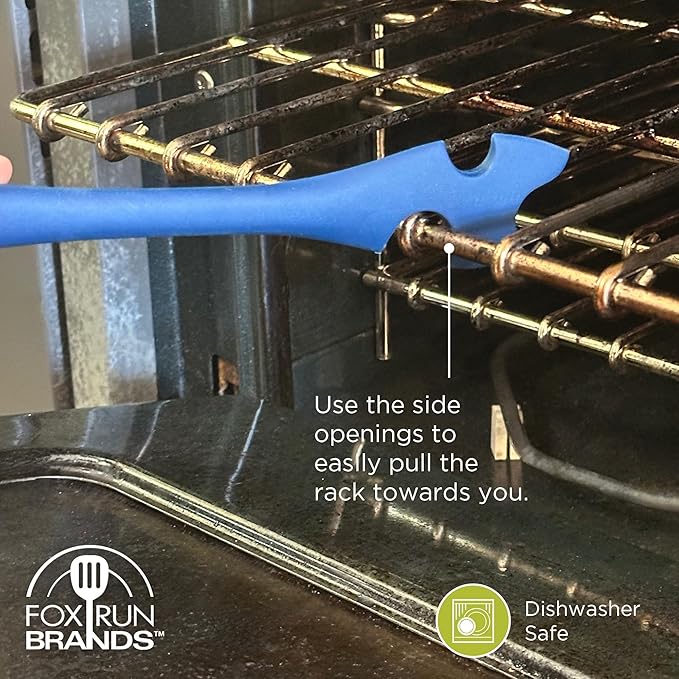 Fox Run Reinforced Silicone Oven and Toaster Oven Rack Puller and Pusher, Navy, 10"