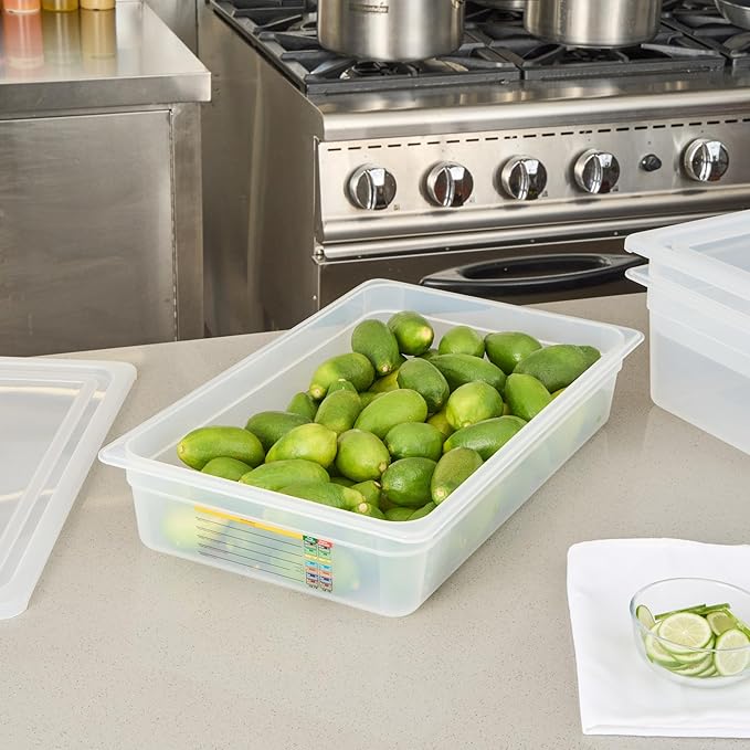 Restaurantware Food Storage Container 10 Pack of 20.7 x 12.6 x 3.9 Inches Plastic Stackable Storage Box White Reusable Label Container Dishwasher Safe For Restaurants And Kitchens