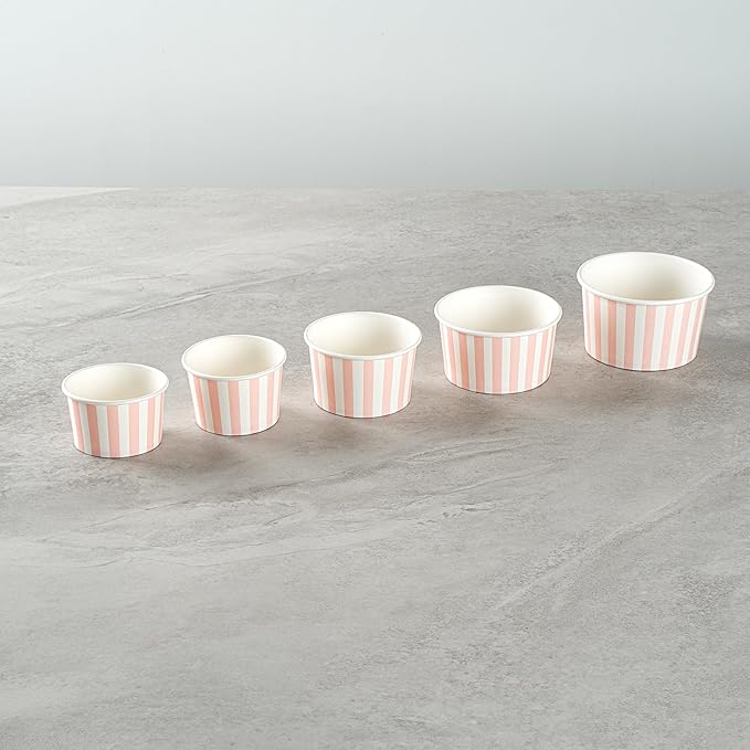 Coppetta 4 Ounce Dessert Cups, 50 Disposable Ice Cream Cups - Lids Sold Separately, Heavy-Duty, Pink And White Paper Frozen Yogurt Bowls, For Hot And Cold Foods - Restaurantware