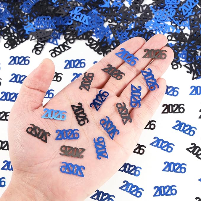 Black and Blue 2026 Confetti Graduation Table Centerpiece Grad Confetti for 2026 Graduation Party Decorations Supplies