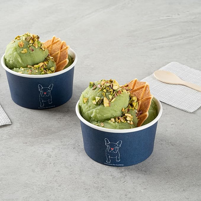 Restaurantware Coppetta 8 Ounce Dessert Cups, 50 Disposable Ice Cream Cups - Lids Sold Separately, Sturdy, Frenchie Paper FroYo Bowls, For Hot And Cold Foods, Perfect For Gelato Or Mousse