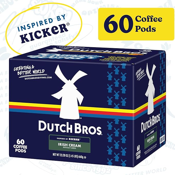 Dutch Bros Irish Cream Flavored Coffee inspired by Kicker®, 60 Count, Medium Roast, Single Serve Coffee Pods for Keurig K-Cup Brewers