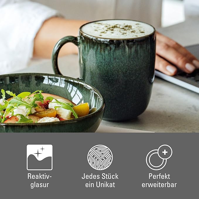 like. by Villeroy & Boch Lave Vert Mug Green, Dishwasher & Microwave-Safe, Mug for Coffee, Tea & Cappuccino, Coffee Mug with a Handmade Look, Cup with a Reactive Glaze, Earthenware, 13.5 oz Capacity