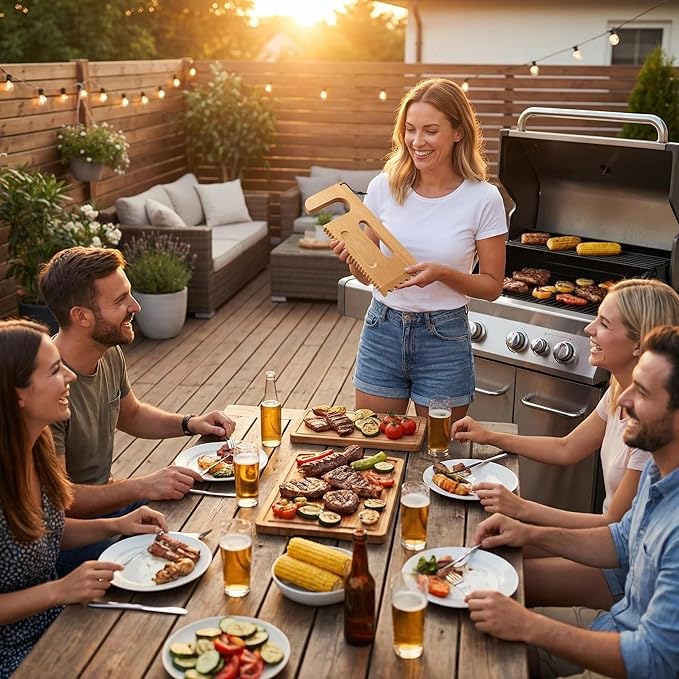 Wooden Grill Scraper – Solid Wood BBQ Grill Grate Cleaner, Bristle-Free Safe Grill Cleaning Tool for Outdoor