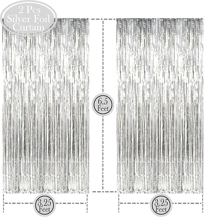 JOJO FLY New Years Eve Party Decorations Kit, Silver 2026 Balloons, Black and Silver Balloons Set, Silver Foil Curtain, Graduation Decorations, New Years Eve Party Supplies 2026