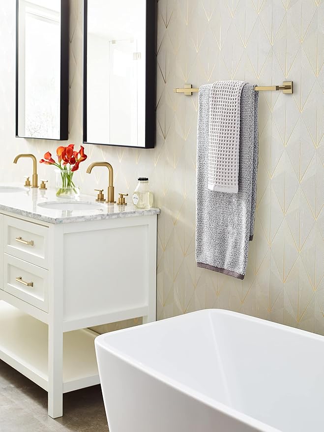 Amerock BH36074BBZ | Golden Champagne Towel Bar | 24 in (610 mm) Towel Rack | Appoint | Bathroom Towel Holder | Bathroom Hardware | Bath Accessories