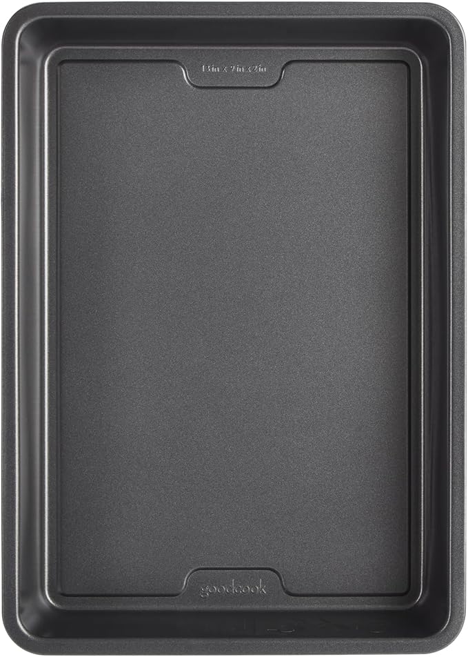 GoodCook PRO Oblong Baking Pan Nonstick Warp & Scratch-Resistant Dishwasher-Safe Carbon Steel Construction for Even Baking Oven Safe to 480°F, 9 x 13-Inch, Gray