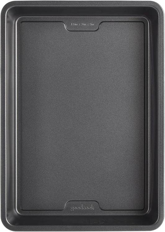 GoodCook PRO Oblong Baking Pan Nonstick Warp & Scratch-Resistant Dishwasher-Safe Carbon Steel Construction for Even Baking Oven Safe to 480°F, 9 x 13-Inch, Gray