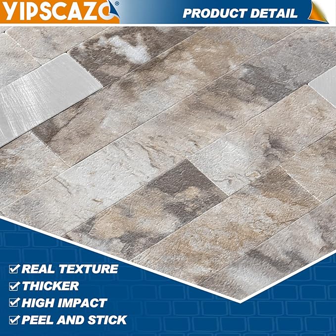 20 - Sheet Peel and Stick Backsplash Wall Tile, PVC Kitchen Backsplash, Stick on Tiles for Backsplash Kitchen (12'' X 12'', Perisa with Metal)