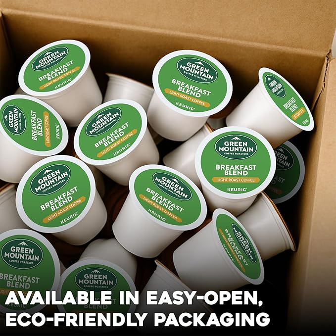 Green Mountain Coffee Roasters Breakfast Blend, Single-Serve Keurig K-Cup Pods, Light Roast Coffee Pods, 72 Count