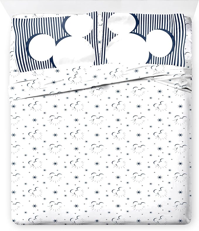 Disney Mickey Mouse King Comforter Set - 7 Piece Bedding Includes Sheet Set & Pillow Covers - Super Soft Cozy Celestial Bedding