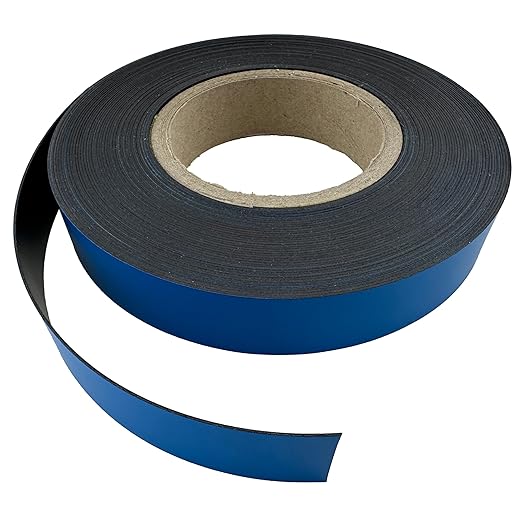 Master Magnetics Magnetic Labeling Strip with Blue Vinyl Surface - 1/32" Thick, 1" Height, 50 Feet, 1 Roll, ZGN03040B/WKS50