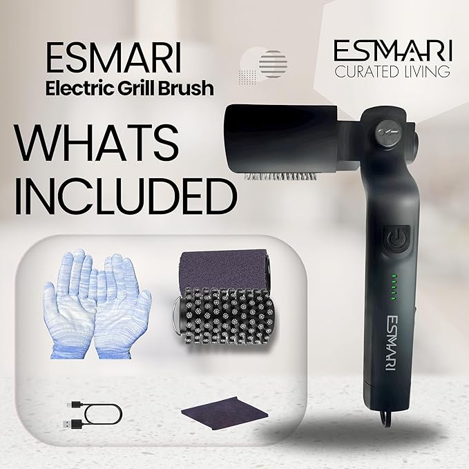 Electric Grill Brush, 90 Minute Runtime, 3-Speed Motor, No-Shedding Stainless Steel Bristles, 2026 Upgraded Grill Cleaner with Grinding Wheel, Design by a US Brand, Premium Gift for Men & Dad