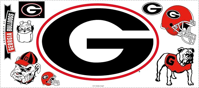RoomMates RMK1833GM University of Georgia Peel and Stick Giant Wall Decal with 3 Hooks