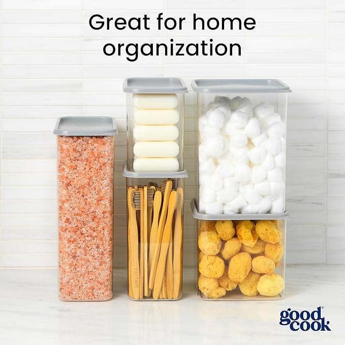 GoodCook Food Storage Container with Lid BPA-Free Modular & Stackable Design, 4.6-Quart, Clear