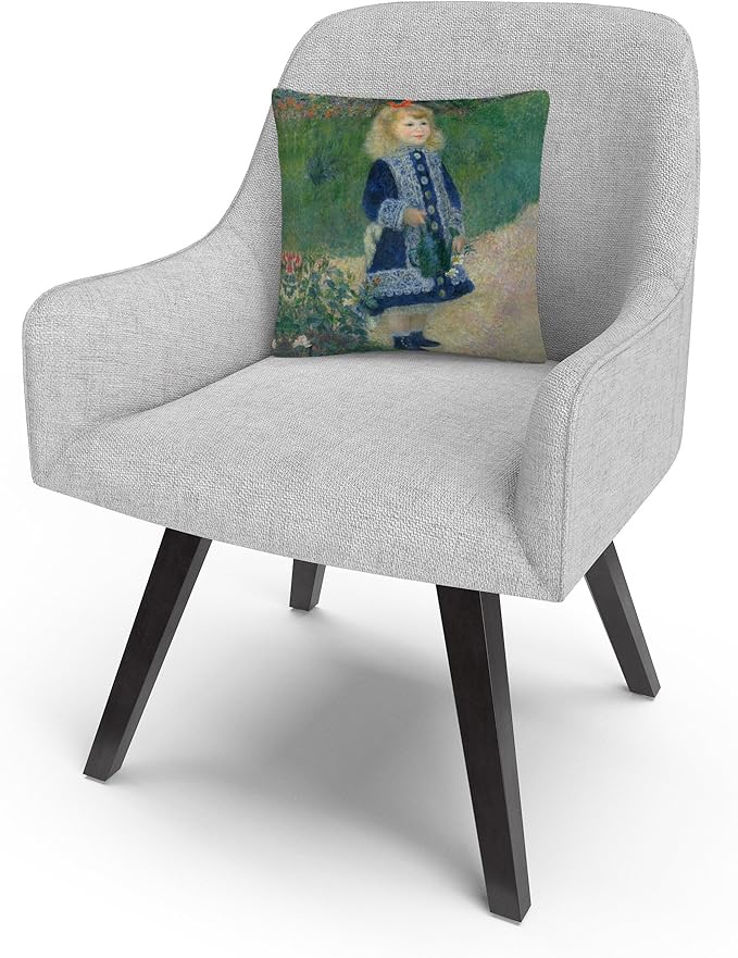 Trademark Fine Art Pierre Renoir 'A Girl with A Watering Can' 16" X 16" Decorative Throw Pillow