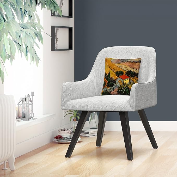 Trademark Fine Art Vincent Van Gogh 'Landscape with House' 16" X 16" Decorative Throw Pillow