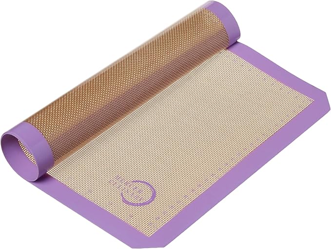 Mercer Culinary Silicone Bake Mat, Half Size, 11 7/8-Inch by 16 1/2-Inch, Purple border