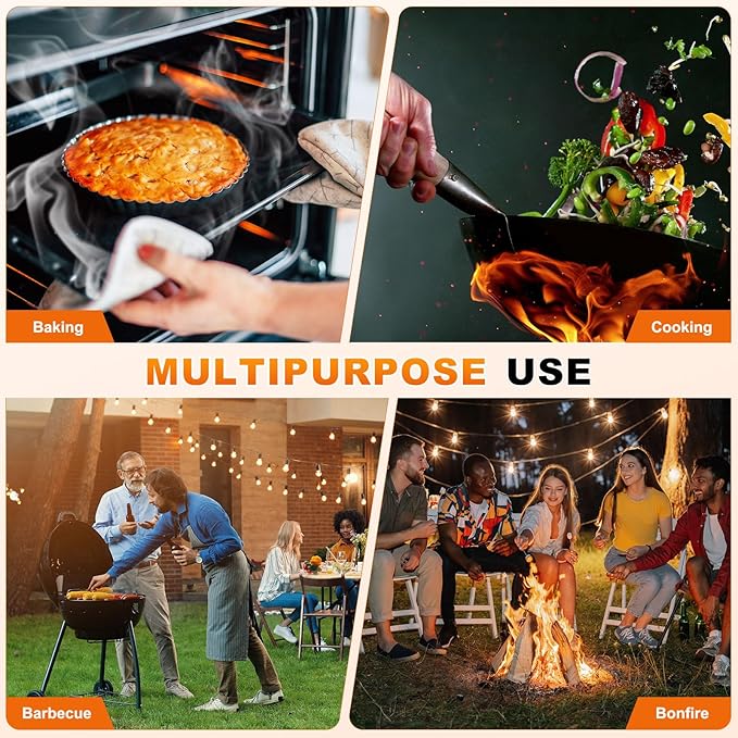 M METERXITY 1-Pair BBQ Gloves, 1472°F Heat Resistant Non-Slip Grilling Oven Gloves for Barbecue/Baking/Cooking [S Size, Black]
