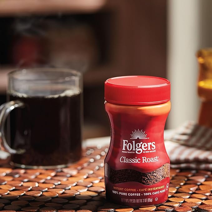 Folgers Classic Roast Instant Coffee, 12 Oz. Jar (Pack of 6)