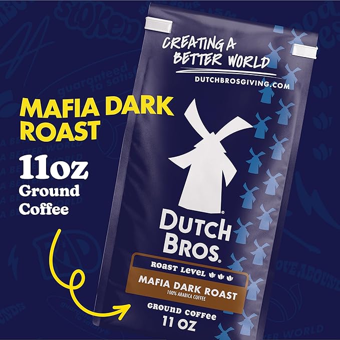 Dutch Bros® Mafia Dark Roast, Ground Coffee, Bagged 11oz (Pack of 2)