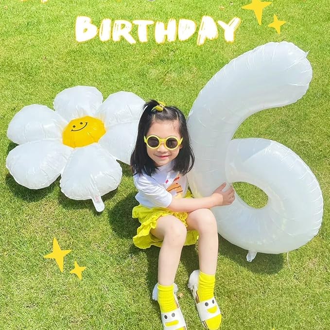 White Number Balloon Balloons Six, Happy Birthday Decoration for 6th, 40 Inch Six Number Balloons for 6, 16, 26, 60, 2026 Wedding Anniversaries Singles Party, 2026 New Years Eve Party