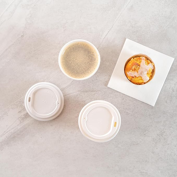 Restaurantware-Restpresso 12 Ounce New Year’s Eve Party Cups, 400 Hot Cups With Plastic Lids - Rolled Rim, Single Wall, Disposable Paper Coffee Cups, Sustainable, Serve Hot And Cold Drinks