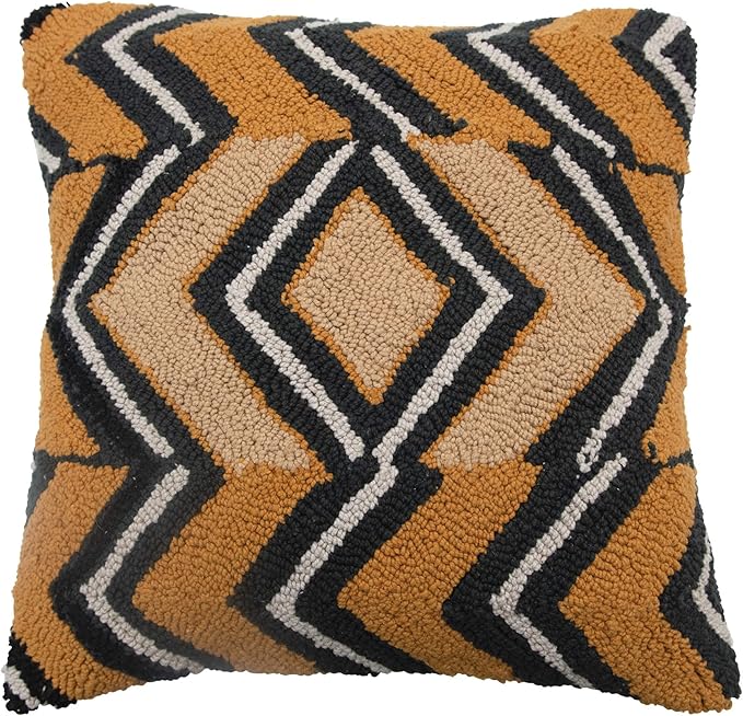 Bloomingville Square Cotton Punch Hook Pillow, Multicolored