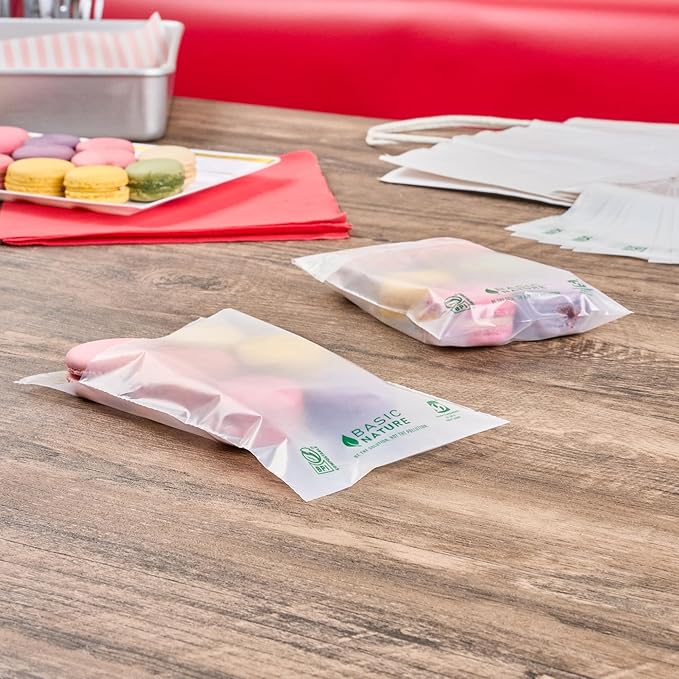 Restaurantware Food Storage Bags 100 Count 6 x 4 Inches Translucent Adhesive Bags Plastic Reusable Translucent for Cold Food Storage
