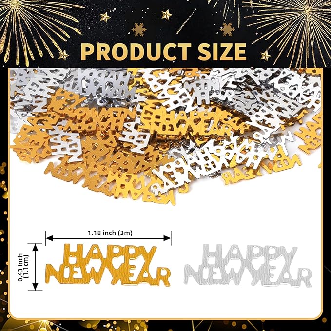 500 Pcs New Year Confetti, Gold 2026 Table Shiny Confetti Glitter for Happy New Year Decorations 2026 New Years Eve Table Decorations