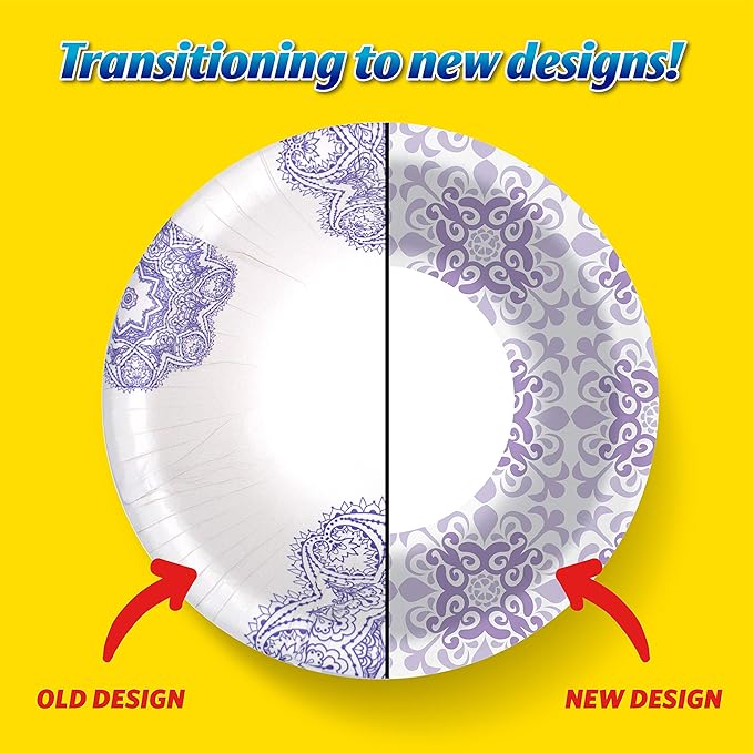 Glad Round Disposable Paper Bowls, Purple Victorian Design - Heavy Duty, Soak-Proof, Cut-Resistant, Microwavable Paper Bowls for All Foods and Daily Use, 12 oz, 20 Count