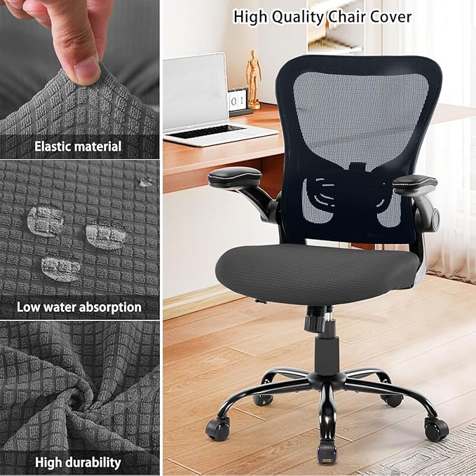 Newfashion Waterproof Dining Chair Seat Covers Set of 4, Stretch Dining Room Cushion Slipcovers Non-Slip Elastic Seat Cover for Kitchen Chairs Washable Parson Chair Protectors(Grey-4PCS)