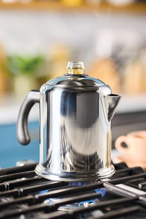 Farberware Classic Yosemite Stainless Steel Stovetop Coffee Percolator - 8 Cup, Silver