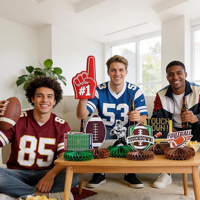Football Party Decorations for Super Game Bowl 2026 - Game Day Honeycomb for Table Centerpiece | Football Party Decorations Favors Supplies Indoor Outdoor - Holiday Birthday Party Decor for Table Home