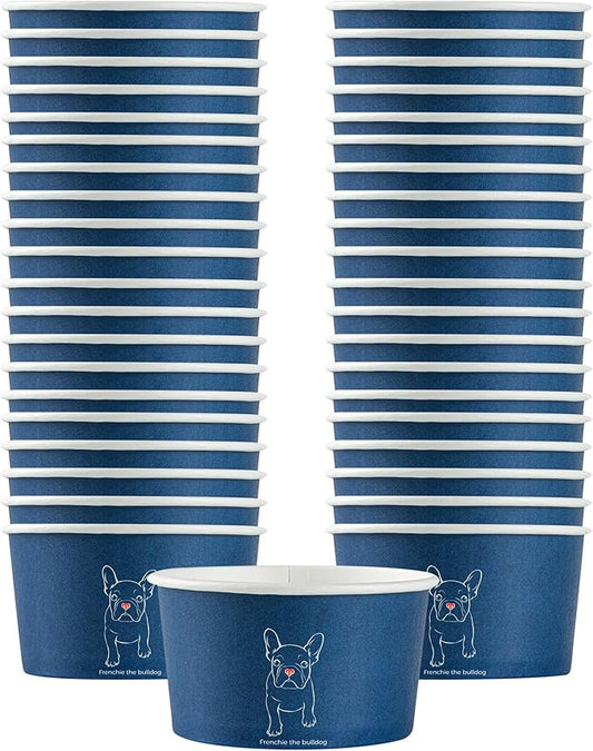 Restaurantware Coppetta 8 Ounce Dessert Cups, 50 Disposable Ice Cream Cups - Lids Sold Separately, Sturdy, Frenchie Paper FroYo Bowls, For Hot And Cold Foods, Perfect For Gelato Or Mousse