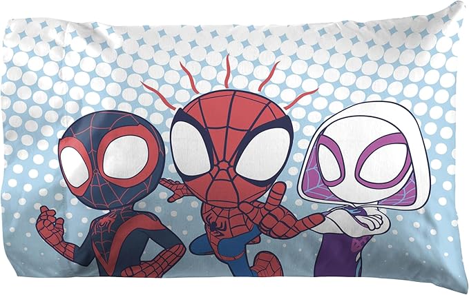 Jay Franco Kids Sheet Set with Fitted, Flat Sheets & Pillow Cover - Ultra-Soft Bedding with Pillowcase for Room Decor, Multi - Spidey & Friends, 4 Piece Full