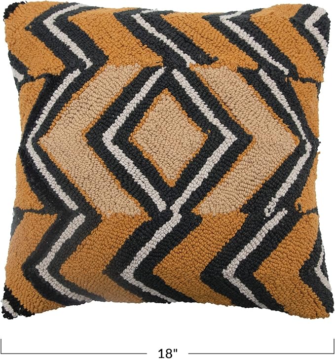 Bloomingville Square Cotton Punch Hook Pillow, Multicolored