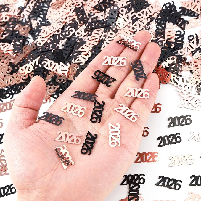 Black and Rose Gold 2026 Confetti Graduation Table Centerpiece Grad Confetti for 2026 Graduation Party Decorations Supplies