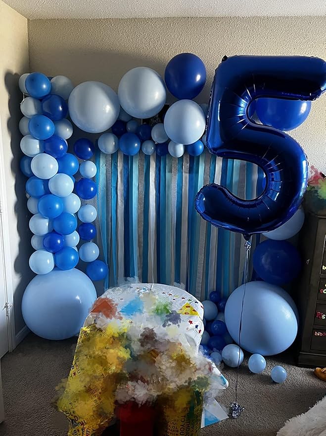Balloons Number 5, Navy Blue Balloon Numbers for Girls Boys Happy Birthday Decorations, 40 Inch Balloon for 5, 15, 25, 2025 Graduation Wedding Anniversaries Party