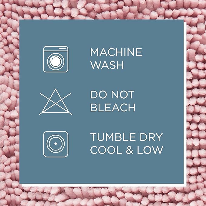 TOWN & COUNTRY BASICS Spa Step Noodle Solid Bathroom Toilet Lid Cover, Plush, Soft, and Absorbent, Machine Washable, Blush, 18.5"x19.6"