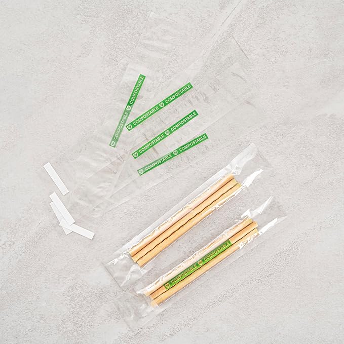 Restaurantware Candy Bags 100 Pcs 8" x 1" Heat-Sealable Clear Plastic Bags Greaseproof Home Compostable Freezer-Ready No-Flap Treat Carriers for Candies, Cookies, Bakery, Party Favours