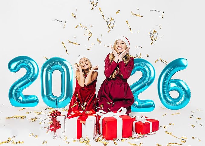 2026 Balloon Numbers - 40 Inch Light Blue New Years Eve Party Supplies 2026, Nye Decor Party Decorations Happy New Year, New Years Eve Foil Party Balloons, Graduation Party Decorations