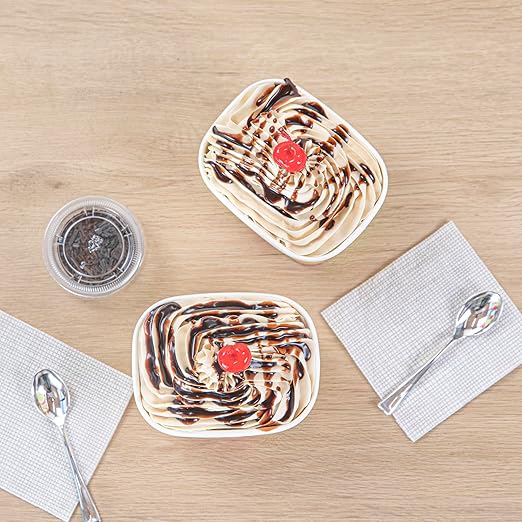 Coppetta 12 Ounce Dessert Cups, 50 Greaseproof Ice Cream Cups - Lids Sold Separately, For Hot And Cold Foods, Pastel Groove Paper Yogurt Bowls, Disposable, Sturdy - Restaurantware
