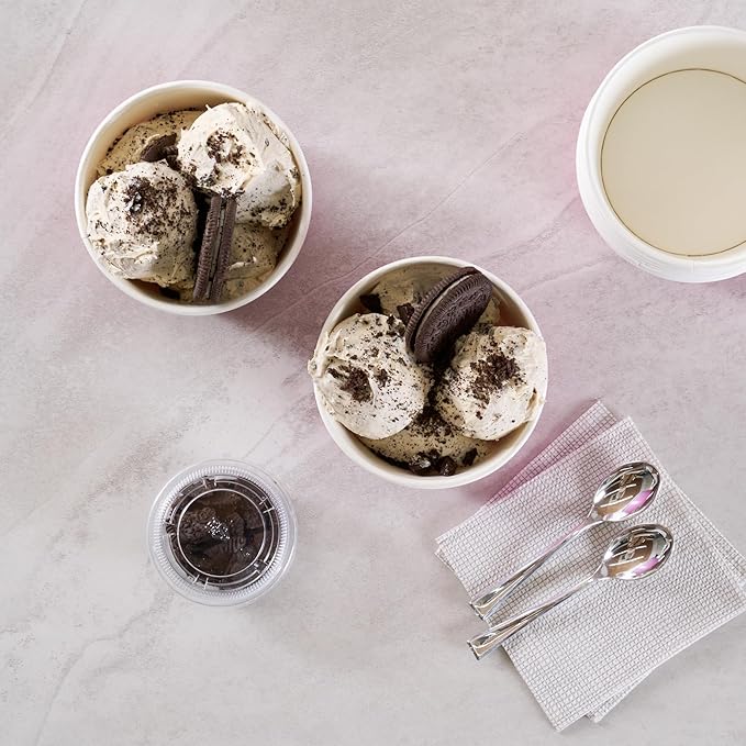 Coppetta 8 Ounce Dessert Cups, 50 Greaseproof Ice Cream Cups - Lids Sold Separately, For Hot And Cold Foods, Purple And Blue Ombre Paper Yogurt Bowls, Disposable, Sturdy - Restaurantware