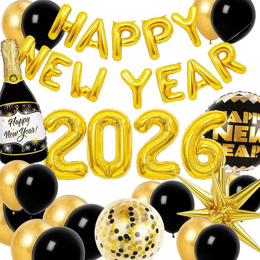 107 pcs 2026 New Years Decorations, New Years Eve Party Supplies 2026, Happy New Year 2026 Balloons Set for Festive Celebrations, Home and Office Decoration