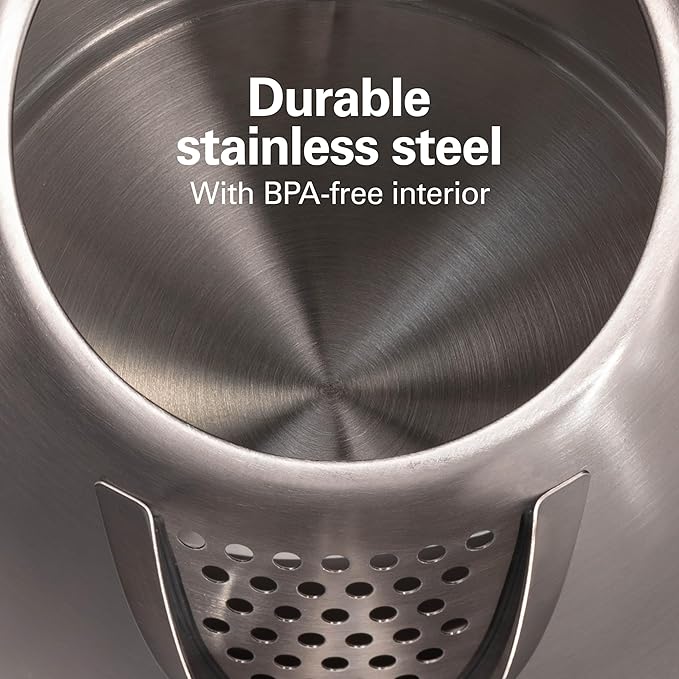 Hamilton Beach Electric Tea Kettle,Water Boiler & Heater,1.7 Liter,Cordless Serving,1500 Watts for Fast Boiling,Auto-Shutoff and Boil-Dry Protection,Stainless Steel (40880),(Pack of 2)